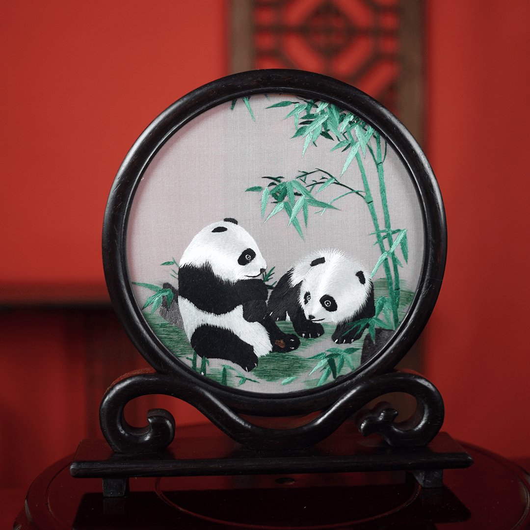 Embroidery Crafts-Panda And Bamboo/Decorative Ornaments