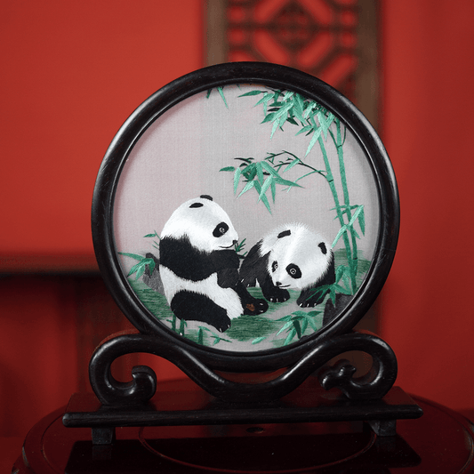 Embroidery Crafts-Panda And Bamboo/Decorative Ornaments