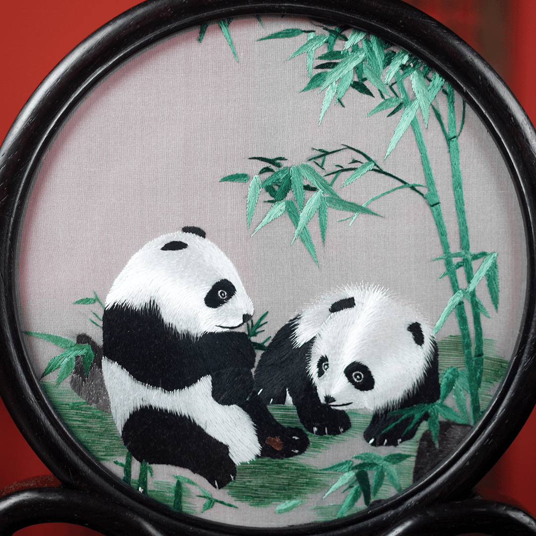 Embroidery Crafts-Panda And Bamboo/Decorative Ornaments