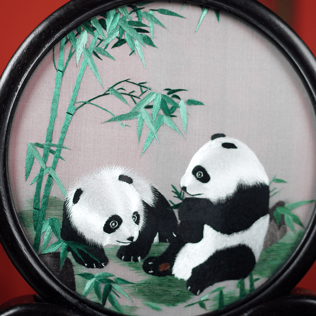 Embroidery Crafts-Panda And Bamboo/Decorative Ornaments