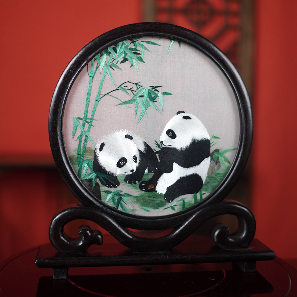 Embroidery Crafts-Panda And Bamboo/Decorative Ornaments