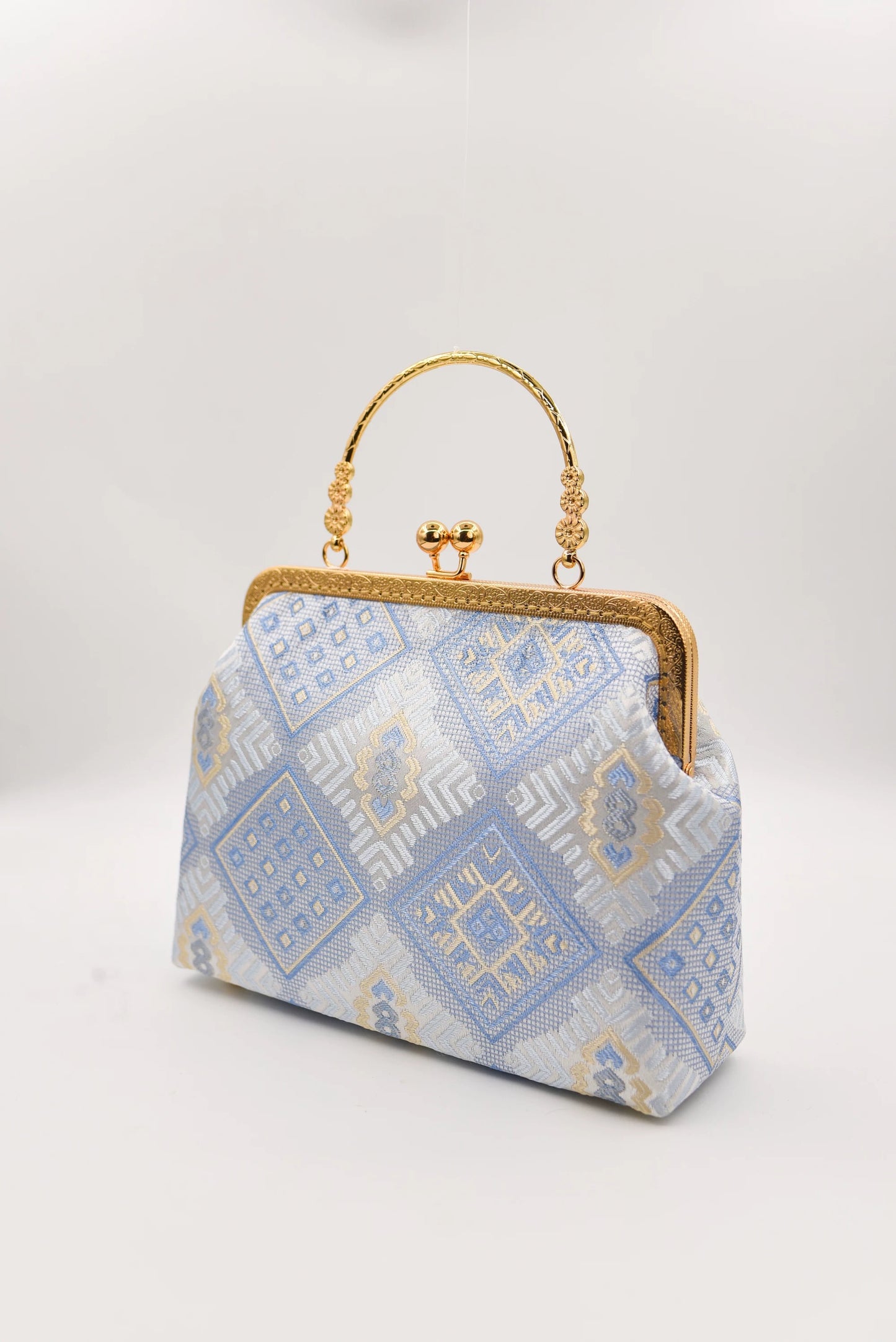 Zhuang Brocade Pattern Delicate Golden Flower Design Bag