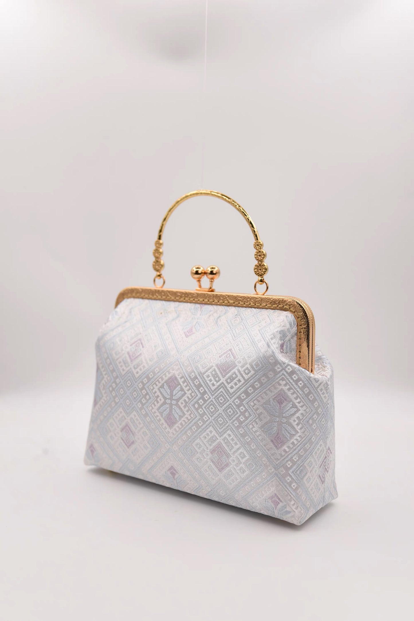 Zhuang Brocade Pattern Delicate Golden Flower Design Bag